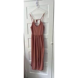 Dusty Rose Wide Leg Cropped Jumpsuit